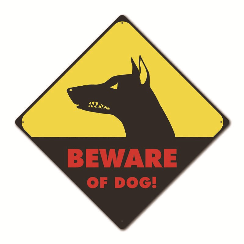 New Beware of Dogs Retro Flat Metal Painting Caution Dogs Yard Garden Sign Warning Sign