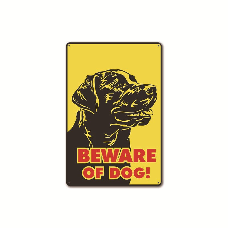 New Beware of Dogs Retro Flat Metal Painting Caution Dogs Yard Garden Sign Warning Sign