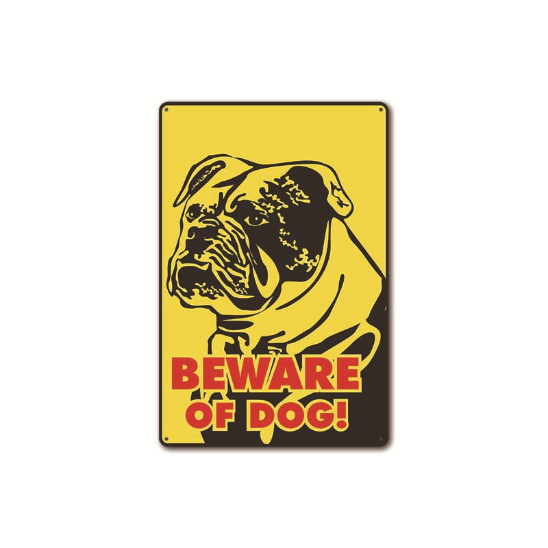 New Beware of Dogs Retro Flat Metal Painting Caution Dogs Yard Garden Sign Warning Sign