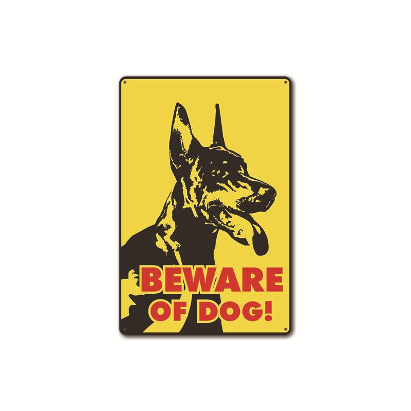 New Beware of Dogs Retro Flat Metal Painting Caution Dogs Yard Garden Sign Warning Sign